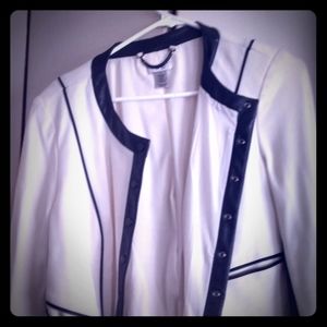 Cream Jacket with leather trim